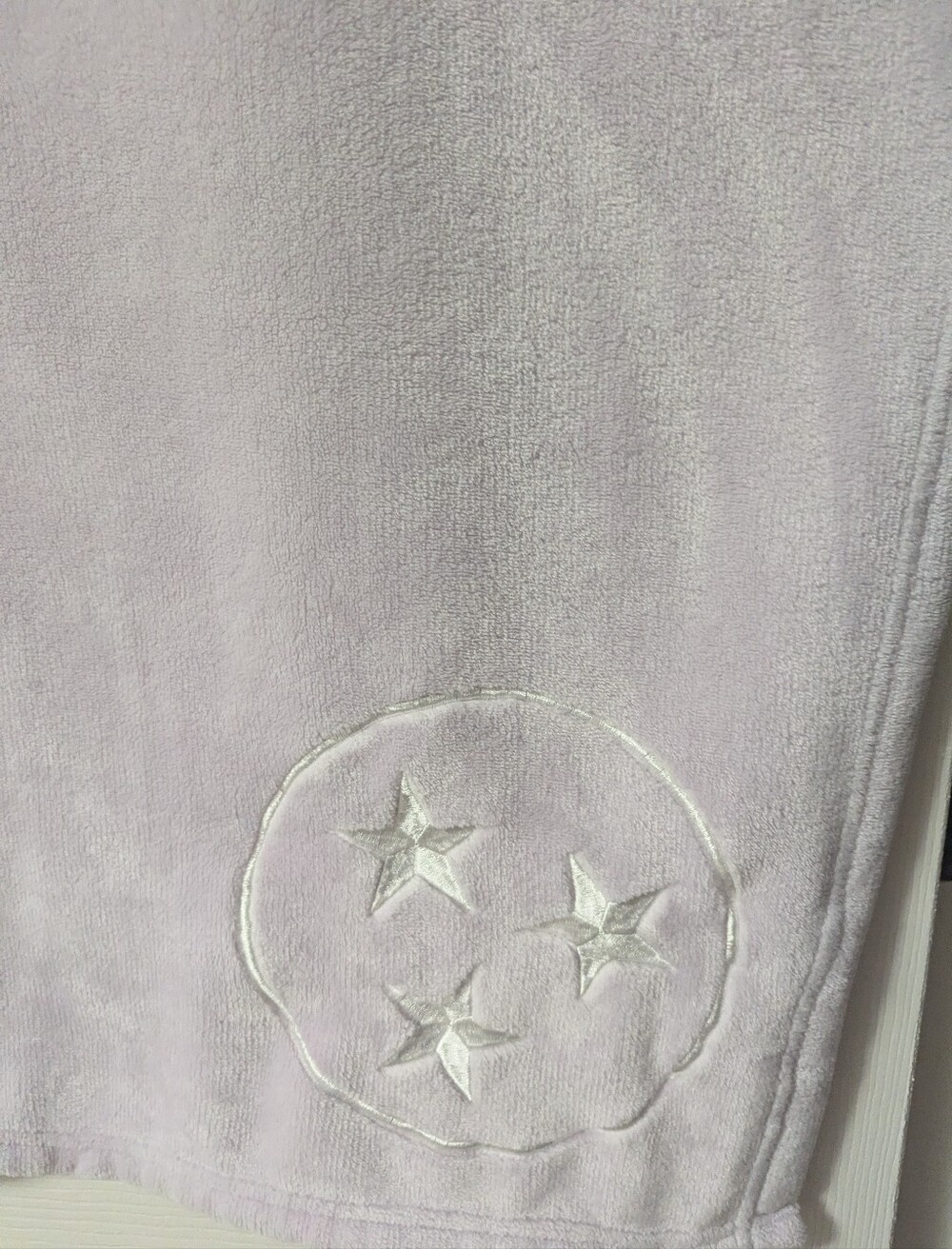 Lavender Plush Palmetto Moon Blanket with Embroidered Star Motif